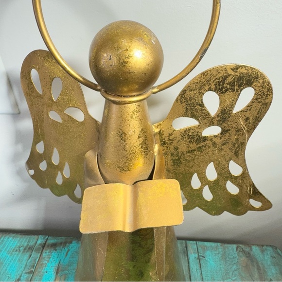 Vintage Metal Winged Angel Figurine Sculpture Gold Angel Decor Large - Picture 4 of 13